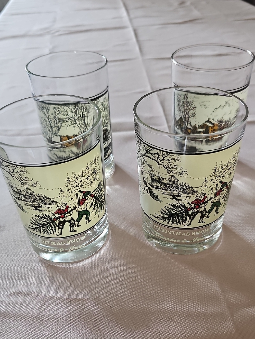 Currier & Ives Glasses Bundle of 4 Arby's Collector Series Christmas Snow & More